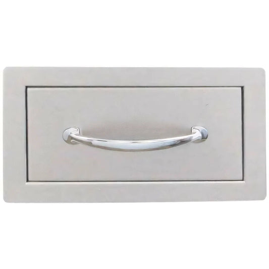 Silver-finished metal sunstone single drawer front with sleek curved handle for modern storage solutions