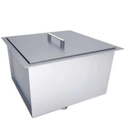 Stainless steel rectangular outdoor sunstone sink with flat lid and integrated handle for easy use