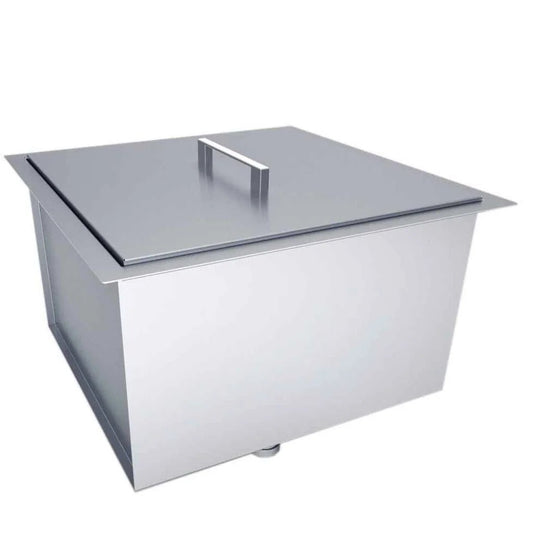 Stainless steel rectangular outdoor sunstone sink with flat lid and integrated handle for easy use