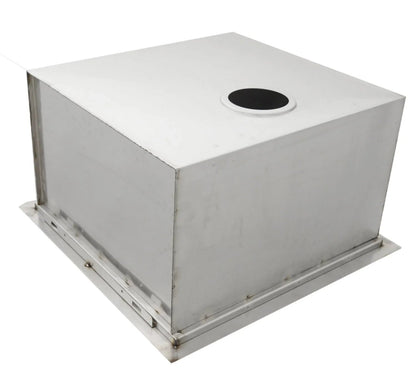 Silver metallic rectangular ventilation duct with circular black opening top for sunstone sink with cover b-sk20