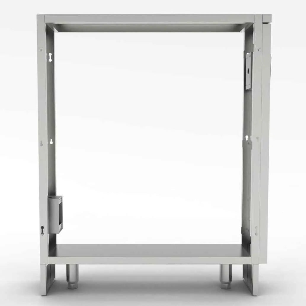 Sunstone spacer cabinet frame in silver stainless steel with plug hole featuring minimalist design and sturdy construction