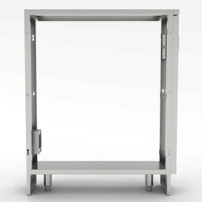 Sunstone spacer cabinet frame in silver stainless steel with plug hole featuring minimalist design and sturdy construction