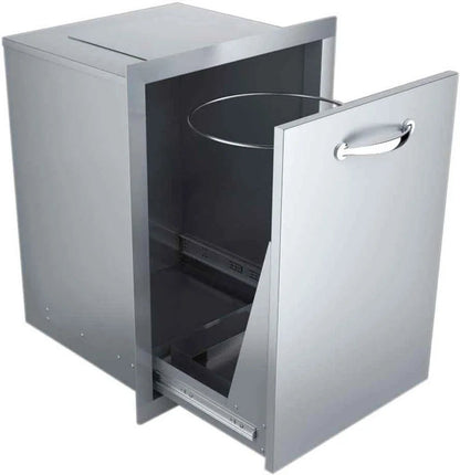 Stainless steel outdoor trash receptacle sunstone trash drawer with sleek modern design and integrated sliding door