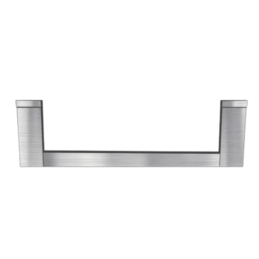 Stainless steel u-shaped handle with brushed finish and rectangular end caps for sunstone ruby series grill trim kit