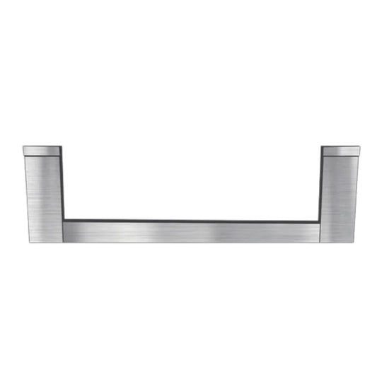 Stainless steel u-shaped handle with brushed finish and rectangular end caps for sunstone ruby series grill trim kit