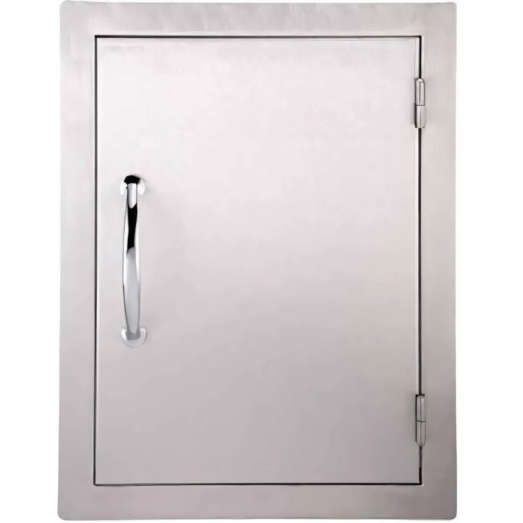 Sunstone vertical door big stainless steel cabinet door with sleek brushed finish and polished chrome handle