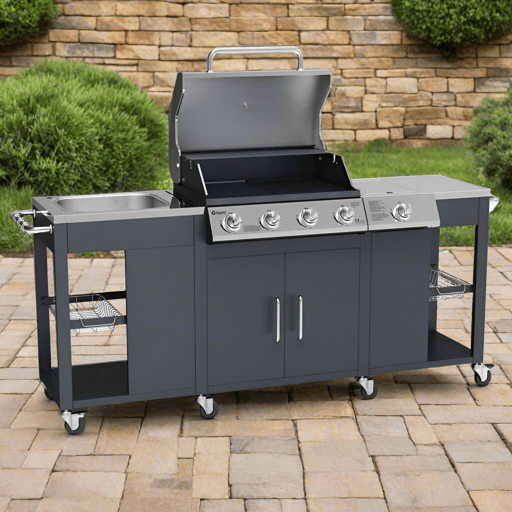 Tepro Petersburg Outdoor Kitchen with 4 Burner Gas Grill, Side Burner & Sink | 3193UK - BBQs & Grills - 3193UK - GardenHearth