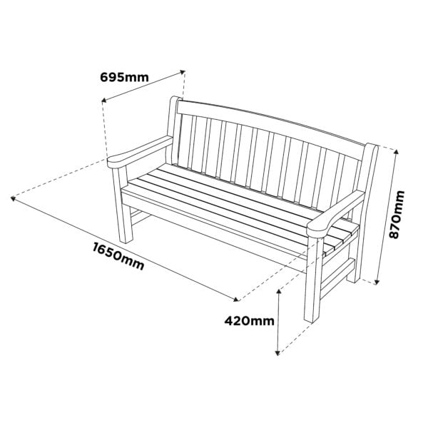 Woodshaw Appleton 3 Seater Bench 610008 - Garden Furniture - 610008 - GardenHearth