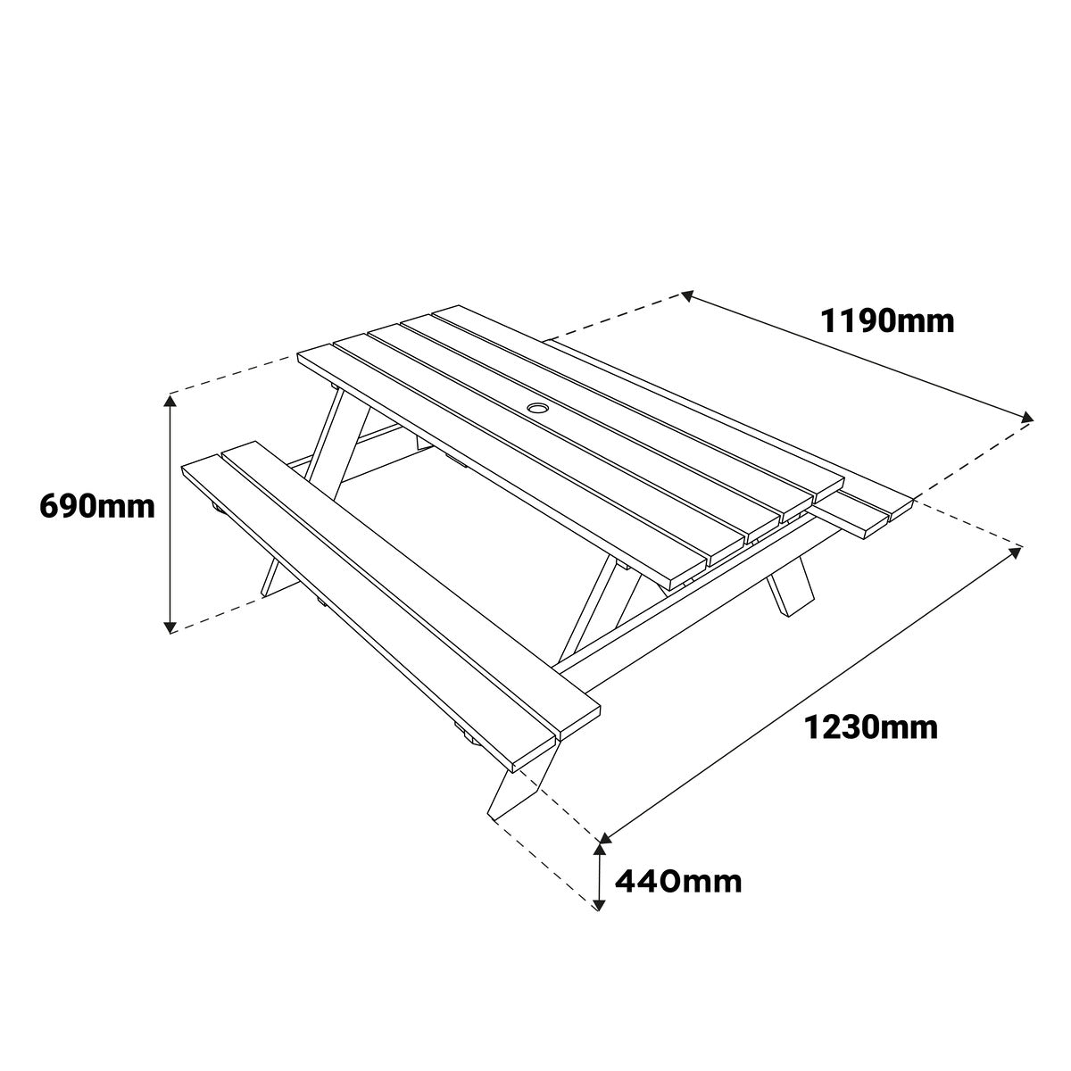 Woodshaw Appleton 4 Seater Picnic Bench 600001 - Garden Furniture - 600001 - GardenHearth