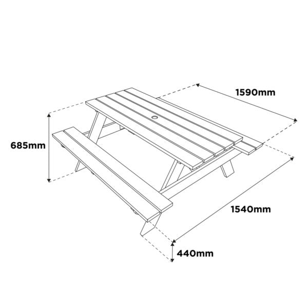 Woodshaw Appleton 6 Seater Picnic Bench 600002 - Garden Furniture - 600002 - GardenHearth