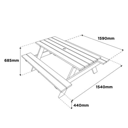 Woodshaw Appleton 6 Seater Picnic Bench 600002 - Garden Furniture - 600002 - GardenHearth