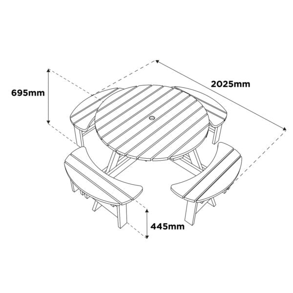 Woodshaw Appleton Round Picnic Bench 600003 - Garden Furniture - 600003 - GardenHearth