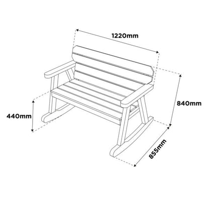 Woodshaw Hampton 2 Seater Rocker 610004 - Garden Furniture - 610004 - GardenHearth