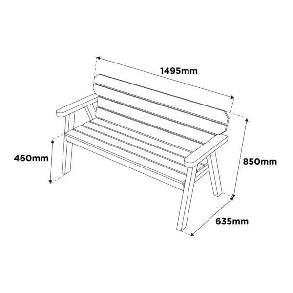 Woodshaw Hampton Bench Seat 5ft 610002 - Garden Furniture - 610002 - GardenHearth