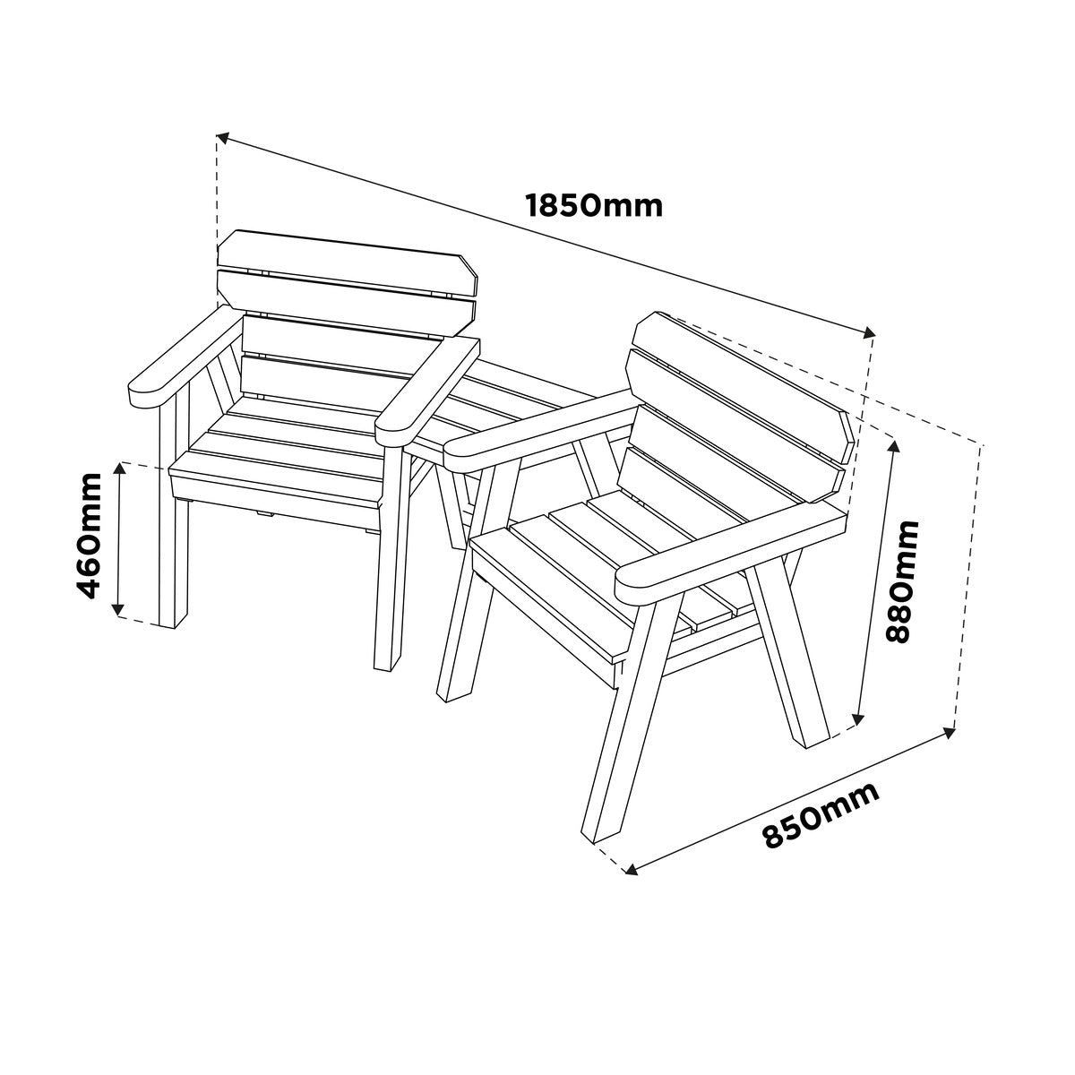 Woodshaw Hampton Companion Seat 610005 - Garden Furniture - 610005 - GardenHearth