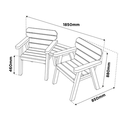 Woodshaw Hampton Companion Seat 610005 - Garden Furniture - 610005 - GardenHearth