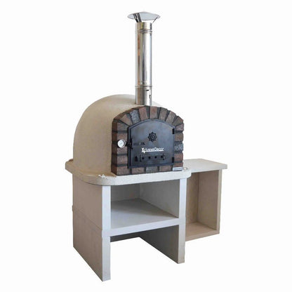 Xclusive Decor Premier Wood Fired Pizza Oven with Stand and Side Table | PO86100B06ST - Pizza Ovens