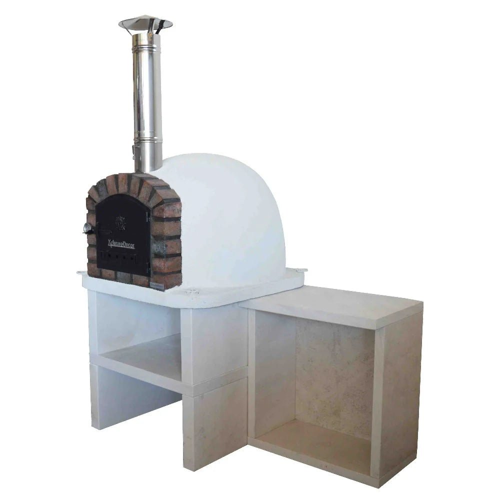 Xclusive Decor Premier Wood Fired Pizza Oven with Stand and Side Table | PO86100B06ST - Pizza Ovens
