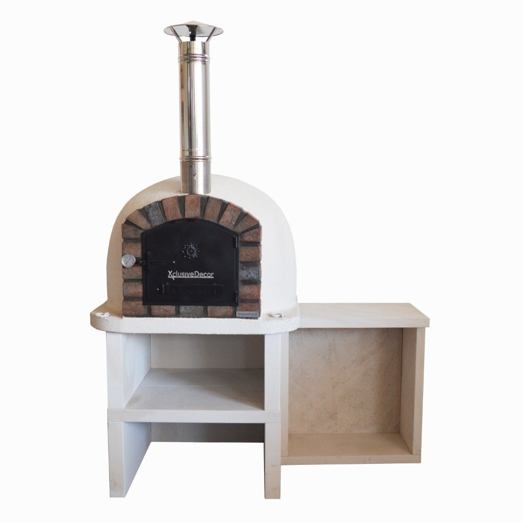 Xclusive Decor Premier Wood Fired Pizza Oven with Stand and Side Table | PO86100B06ST - Pizza Ovens