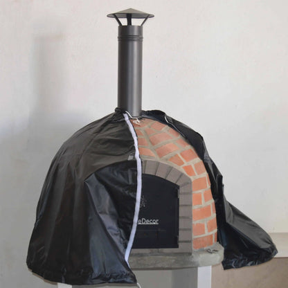 Black waterproof universal cover with white zipper designed to protect 100cm wood fired pizza ovens by XclusiveDecor